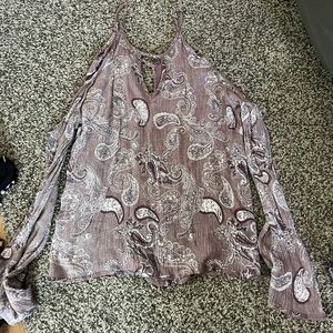 purple floral off the shoulder tank top